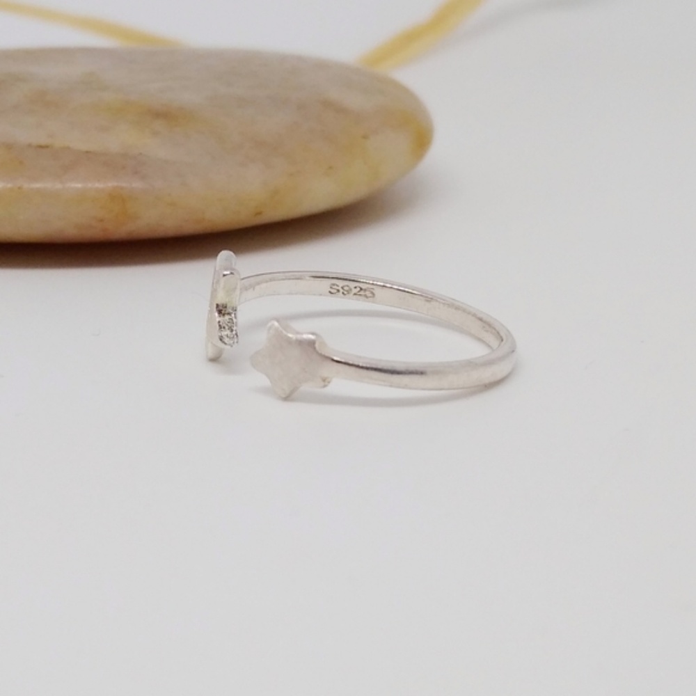 S925 Dainty Double Star Open Ring - Picture 5 of 5